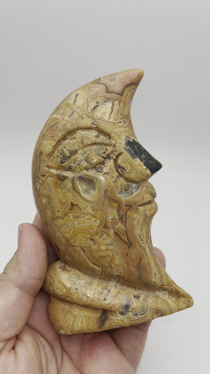 Crazy Lace Agate Standing Moons