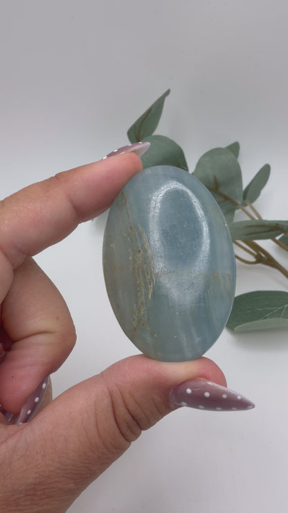 Blue Lemurian Calcite Palm Stones