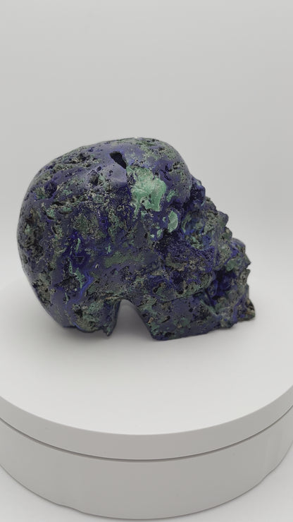 X High Quality Azurite with Malachite Skull