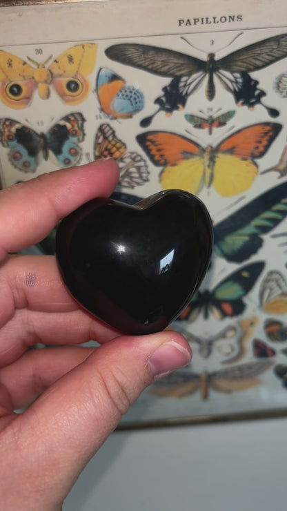 Velvety Rainbow Obsidian Heart