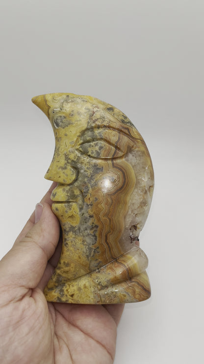 Crazy Lace Agate Standing Moons