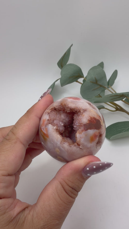 Pink Amethyst with Carnelian Sphere