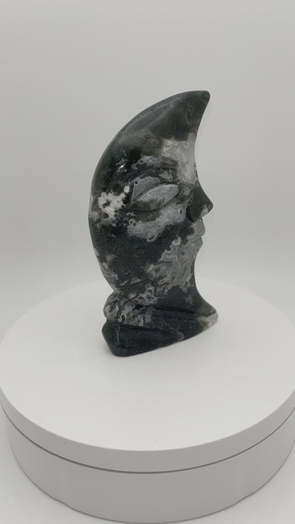 Moss Agate Standing Moons
